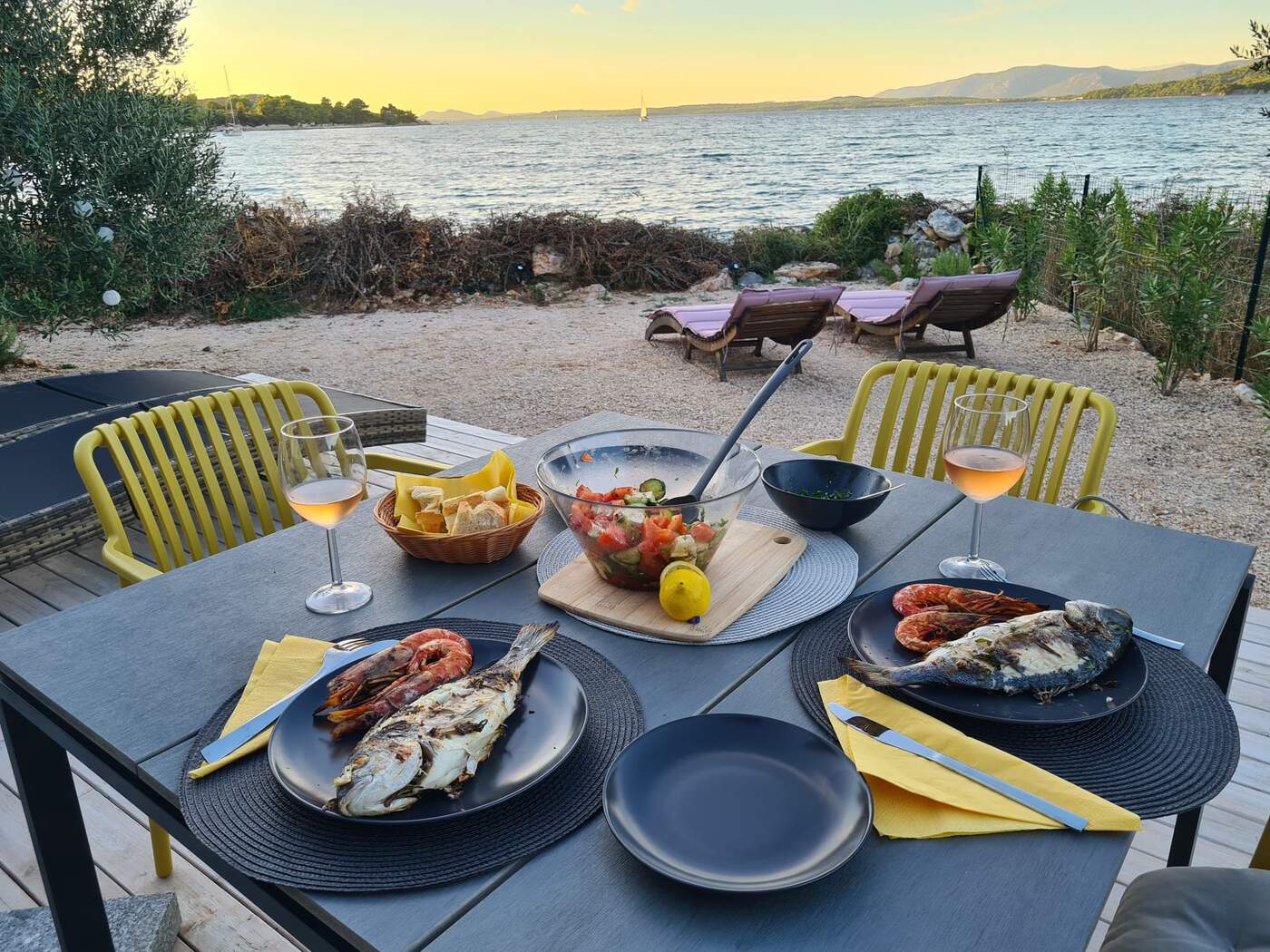 Fresh grilled seafood dinner