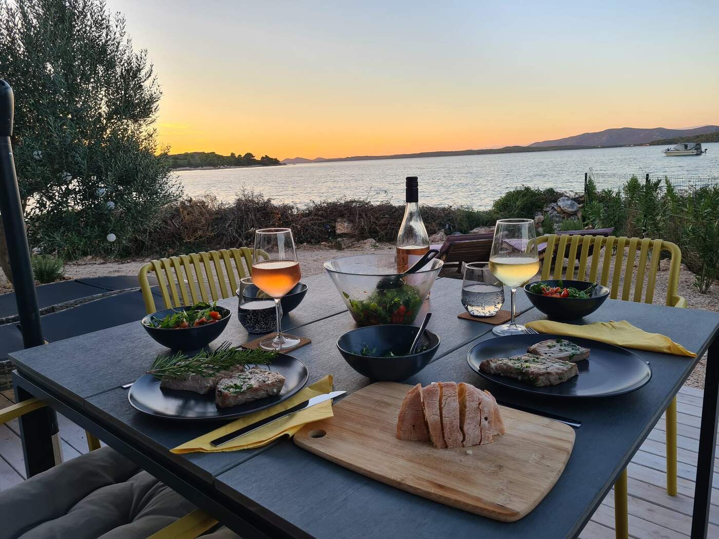 Dinner on the terrace at sunset